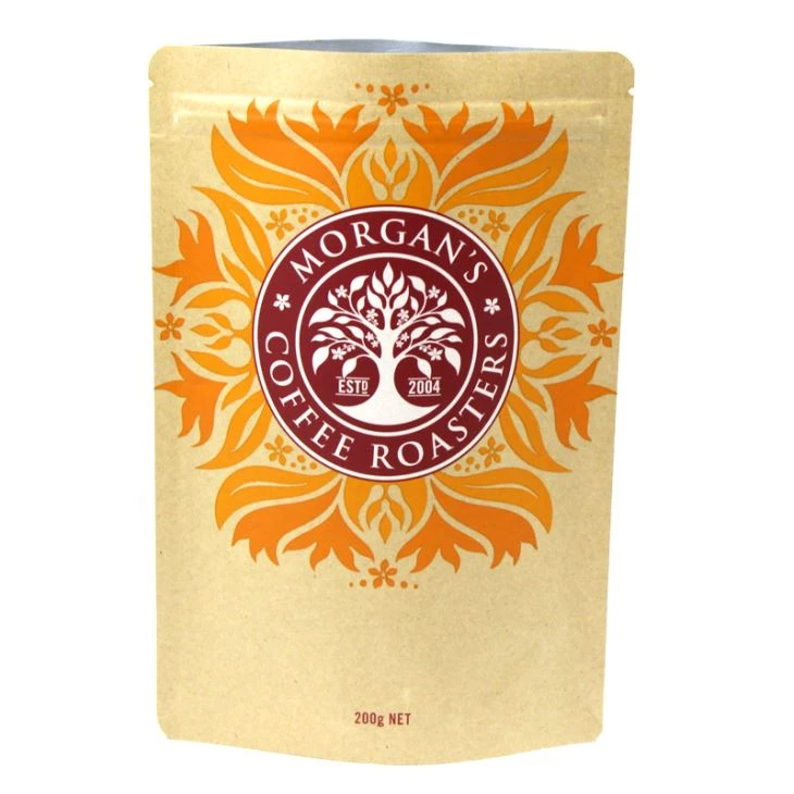 Kraft Paper Stand Up Zipper Kafè Bag Bil Vlave