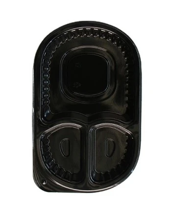 Oval Meal Tray with 3 Divisions and Lid