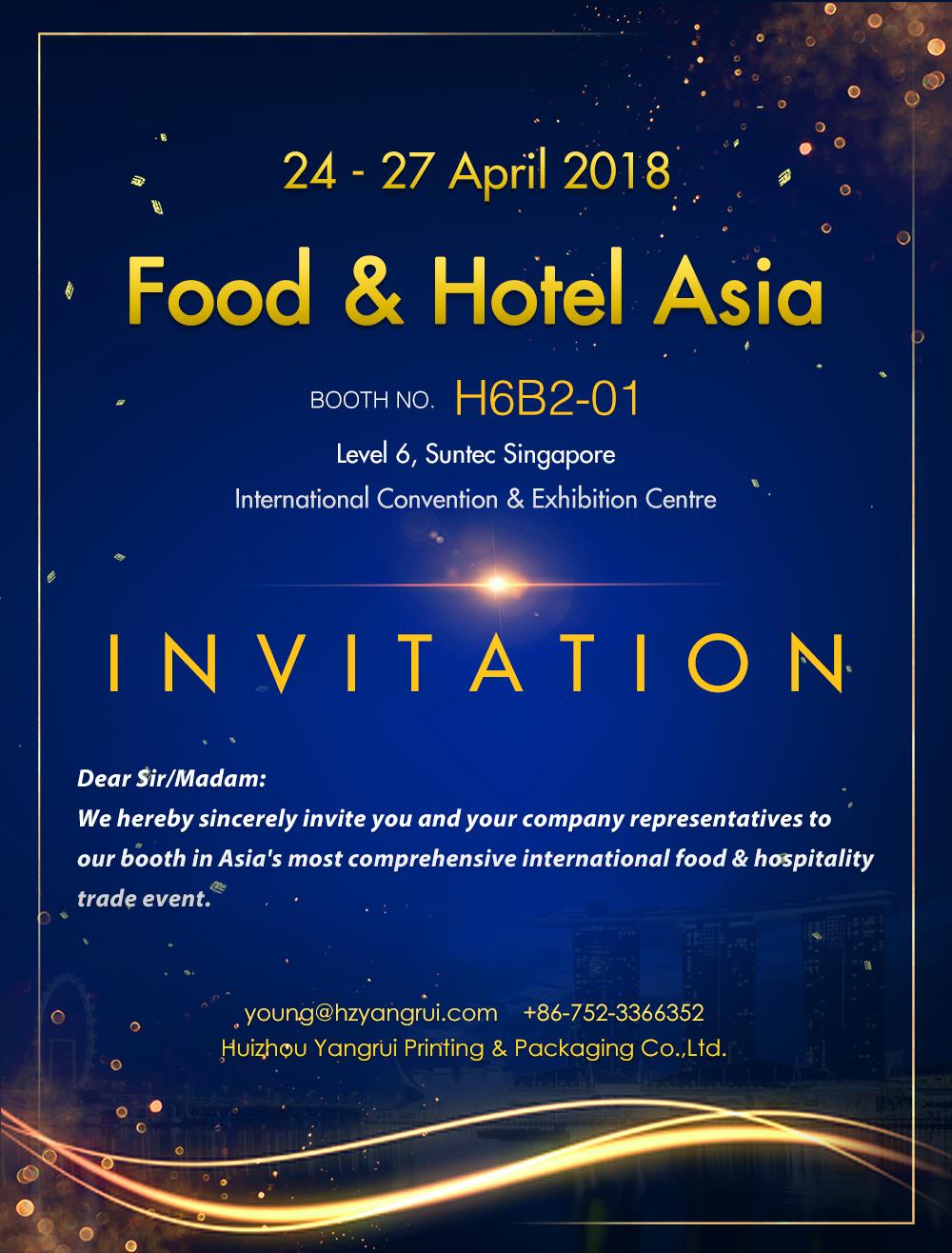 Yangrui se jipparteċipaw fl-ikel andHotel Asja 24-27 ta'April, 2018