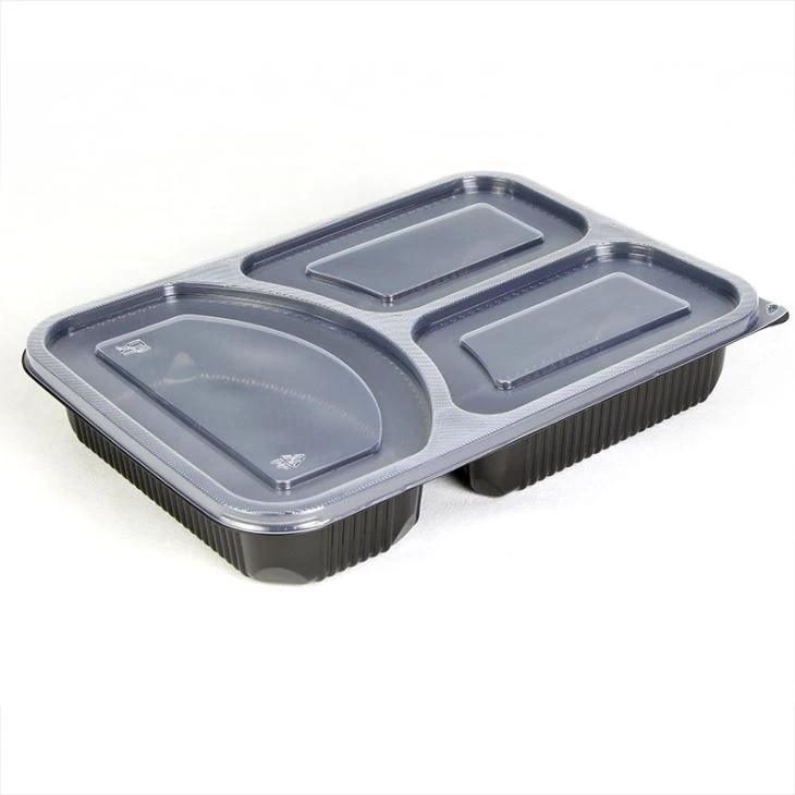 Disposable Bento Box PP 3 Compartment Food Containers With Lid