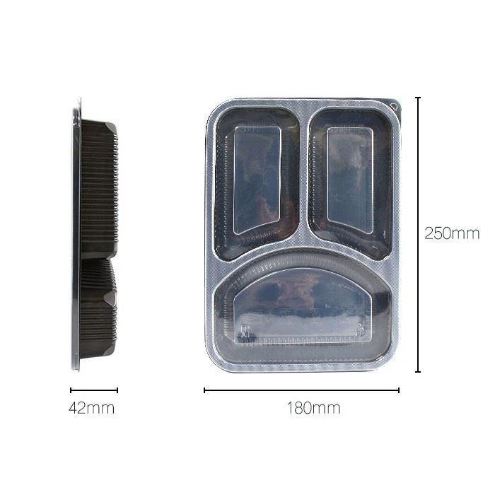Disposable Bento Box PP 3 Compartment Food Containers With Lid