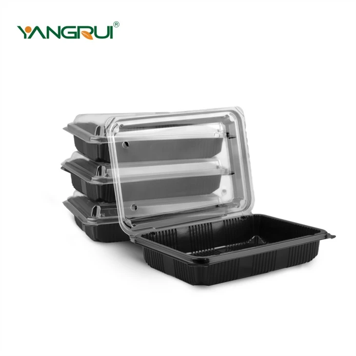 8x5.5inch żewġ kuluri iswed qiegħ ċar għatu biċ-ċappetti Take Away To Go Kontenituri tal-Ikel