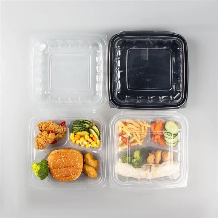 Kontenitur tal-Ippakkjar tal-Ikel Kaxxa tal-Ikla Clamshell li jintremew Kontenituri tal-ikel Take Away 9x9x3 3cmpt Qiegħ ċar b'għatu biċ-ċappetti