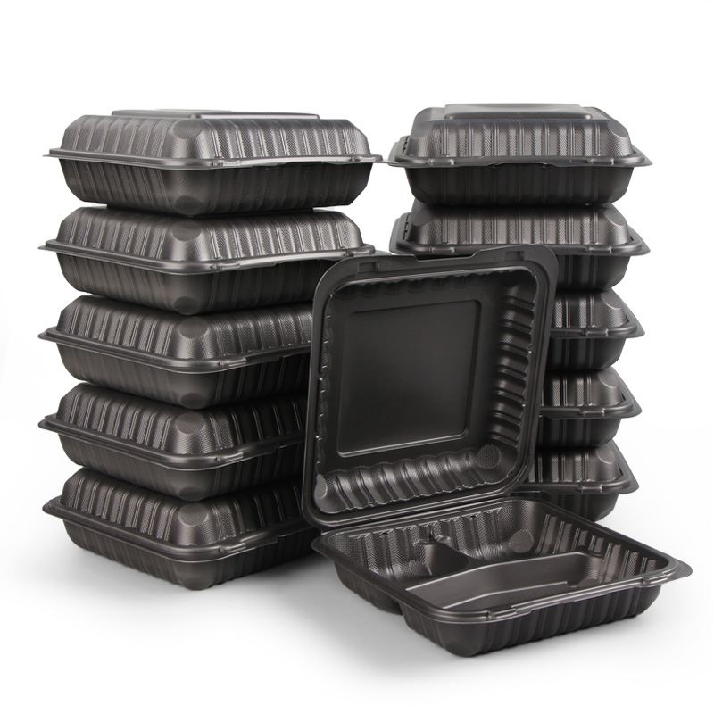 Clamshell customize kulur iswed ikel tal-plastik microwave li jintremew jieħd...