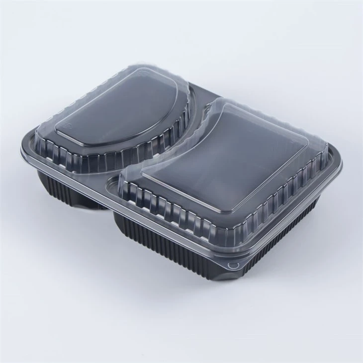 Kaxxi Bento tat-Takeout tal-plastik ta '2 Kompartiment